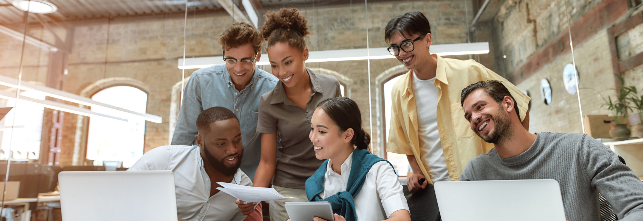 Young people and laptops