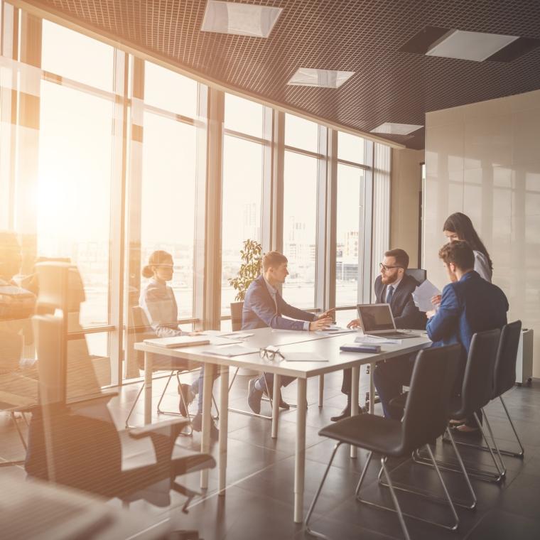 family office meeting in modern bright office 