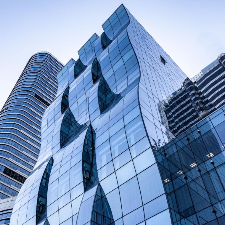 Low angle shot of modern glass building