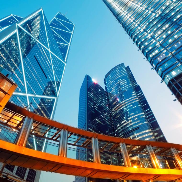Modern office buildings in Hong Kong. 