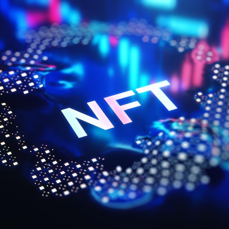 NFT token digital crypto art blockchain technology concept