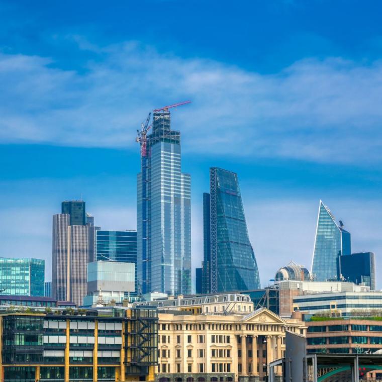 London skyline above the Thames