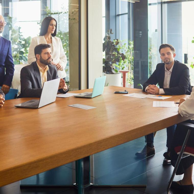 Business meeting for corporate problem discussion in office