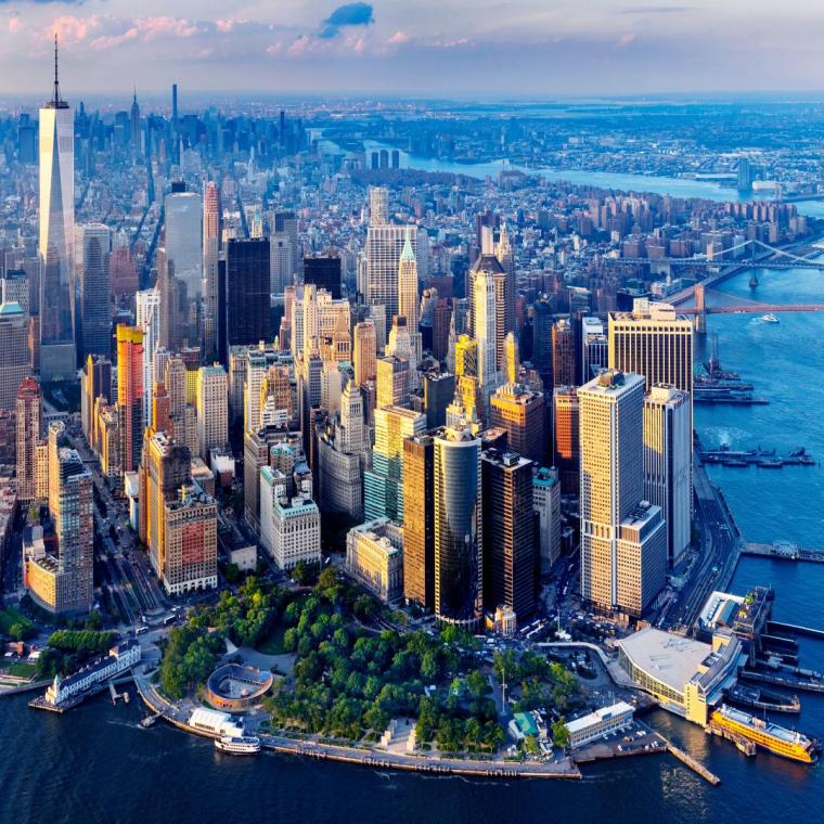 Aerial View over New York City Manhattan,New York,USA