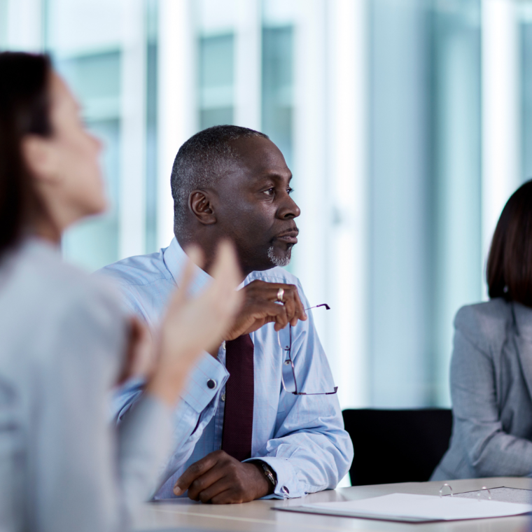 Business people listening in meeting