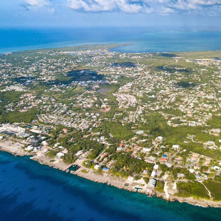 Aerial view of Grand Cayman island in the Caribbean