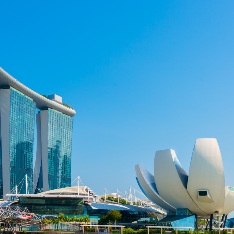 Beautiful landscape of Marina Bay Sands Casino Hotel Downtown in Singapore is one of the major tourist attractions in Singapore city