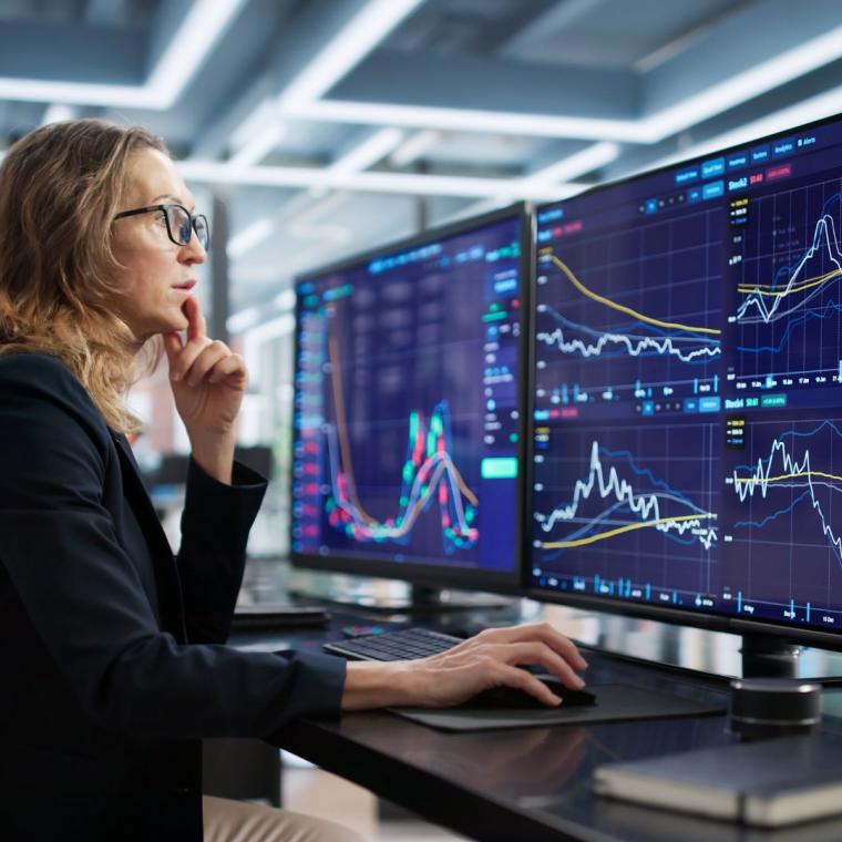 woman analysing market data
