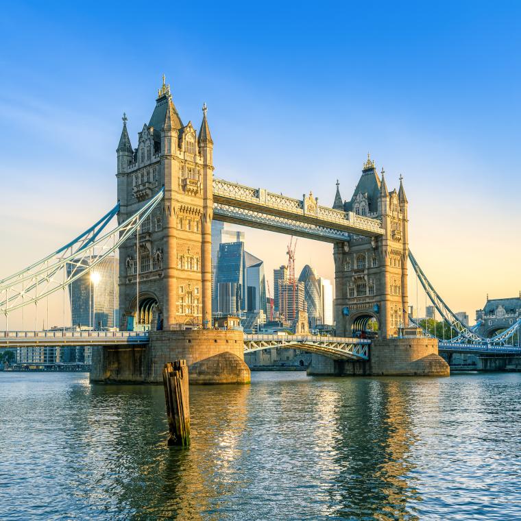 the famous tower bridge in london during sunrise 