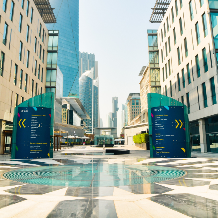 Dubai , UAE - 3rd october, 2022: Dubai Financial center district DIFC,United Arab Emirates unique modern buildings 