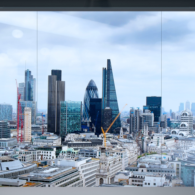 Interior space of modern empty office interior with london city