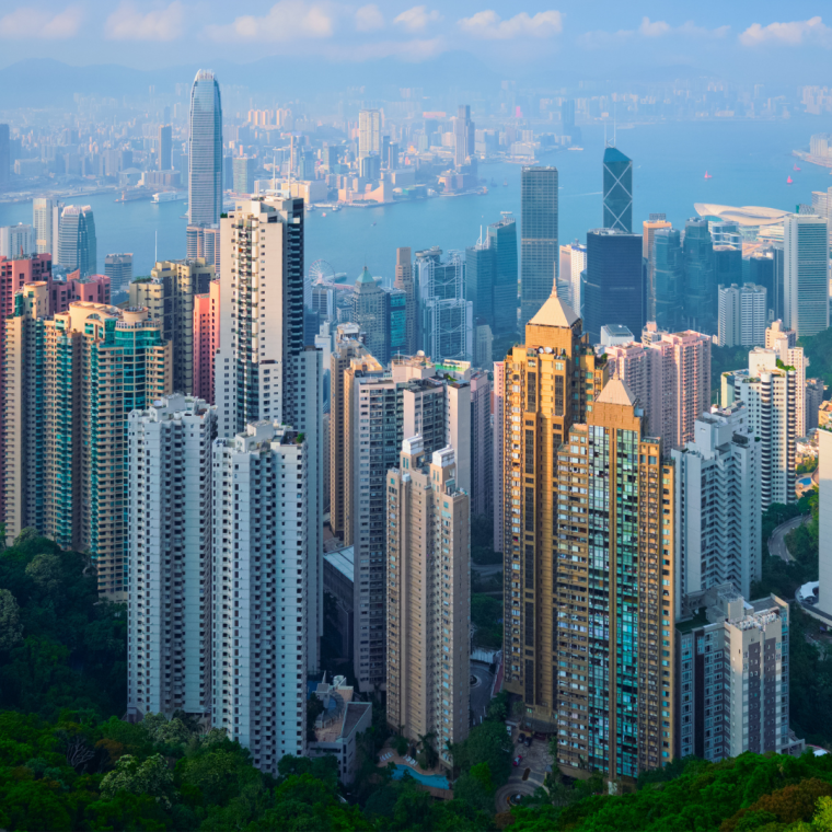 Hong Kong skyscrapers skyline cityscape view