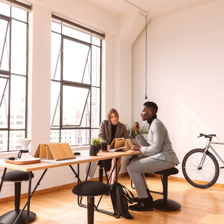Meeting in a modern industrial chic office