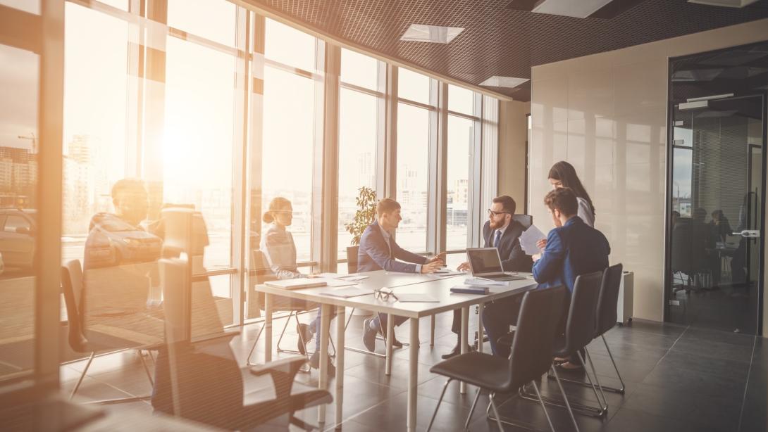 family office meeting in modern bright office 