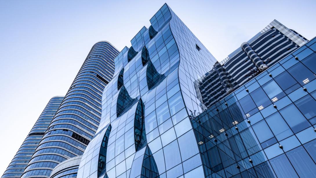 Low angle shot of modern glass building