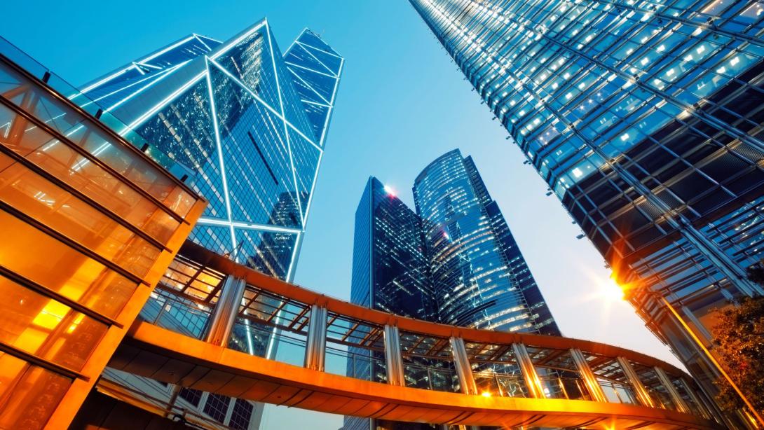 Modern office buildings in Hong Kong. 