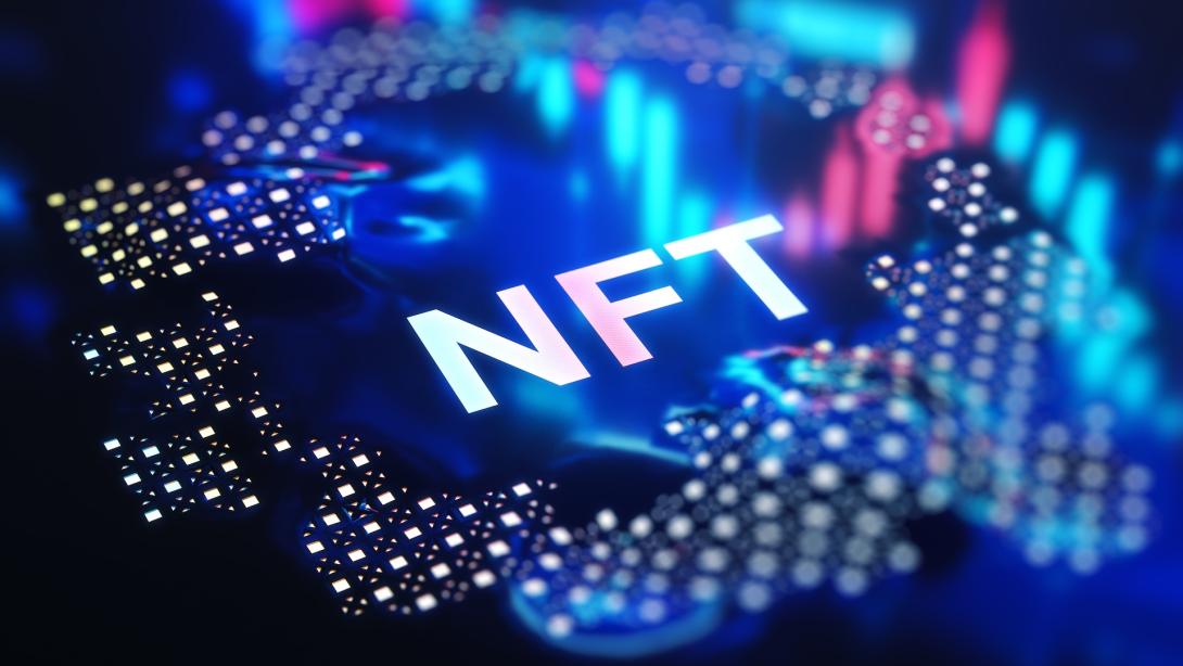 NFT token digital crypto art blockchain technology concept
