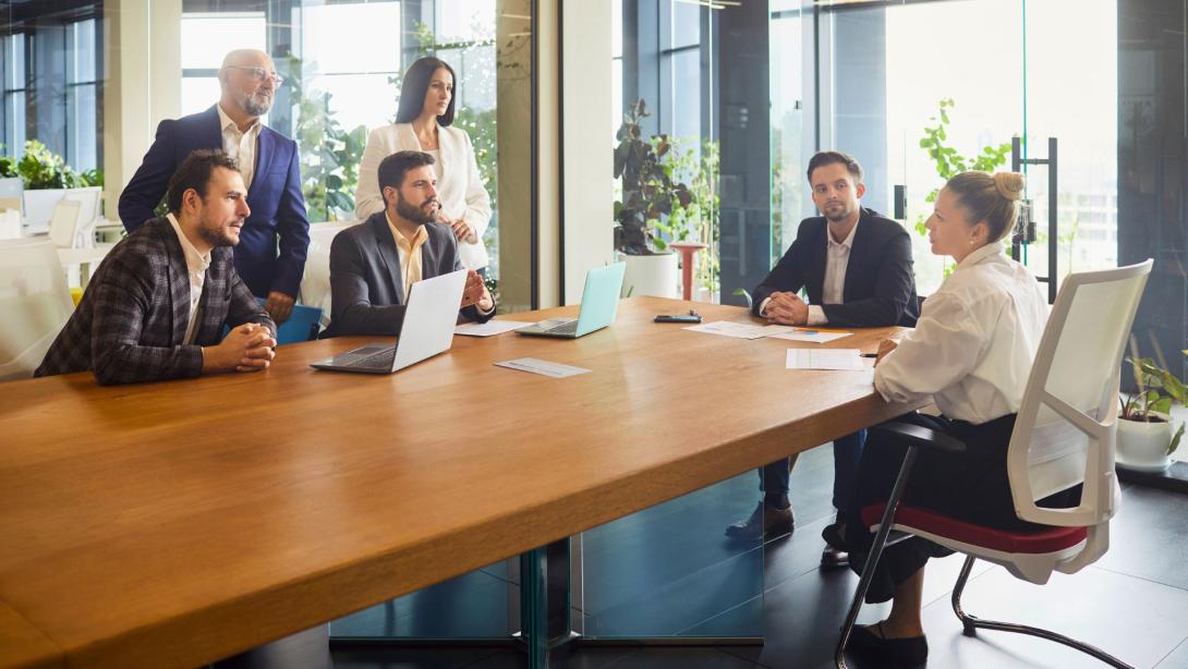 Business meeting for corporate problem discussion in office