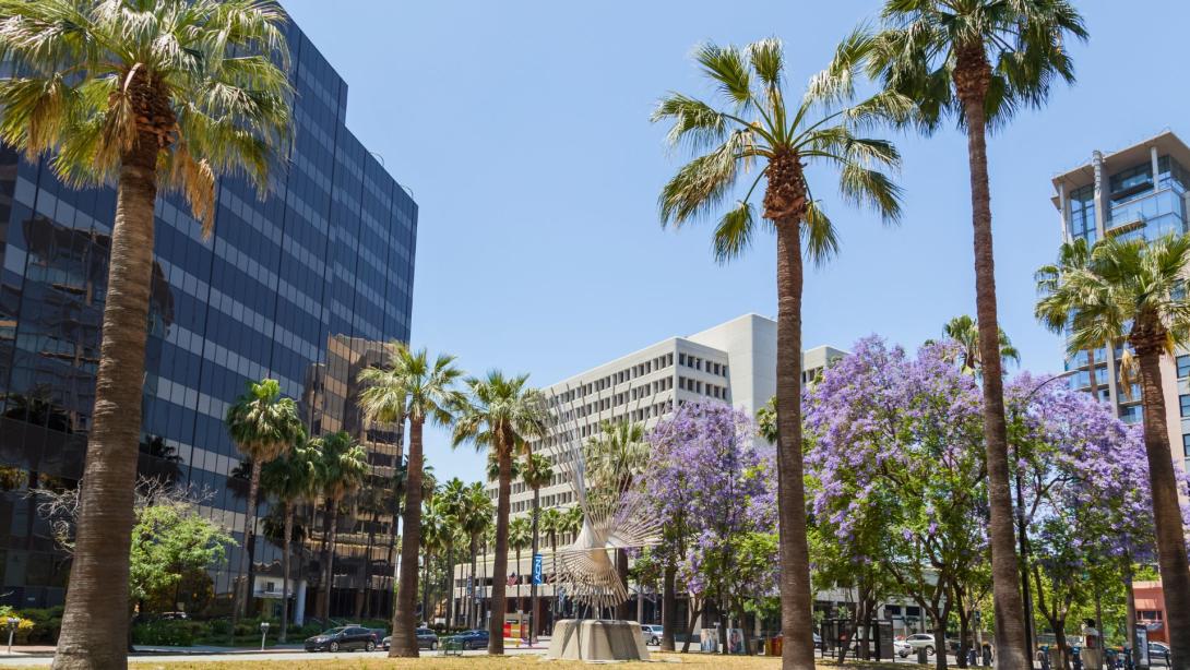 Modern office buildings in downtown San Jose, Silicon Valley