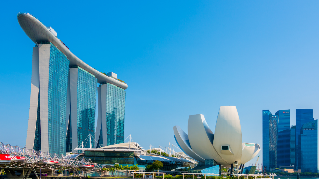Beautiful landscape of Marina Bay Sands Casino Hotel Downtown in Singapore is one of the major tourist attractions in Singapore city