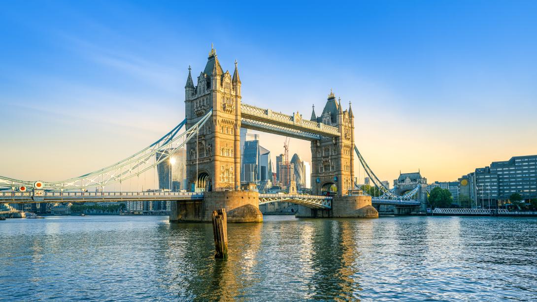 the famous tower bridge in london during sunrise 