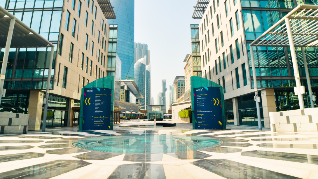 Dubai , UAE - 3rd october, 2022: Dubai Financial center district DIFC,United Arab Emirates unique modern buildings 