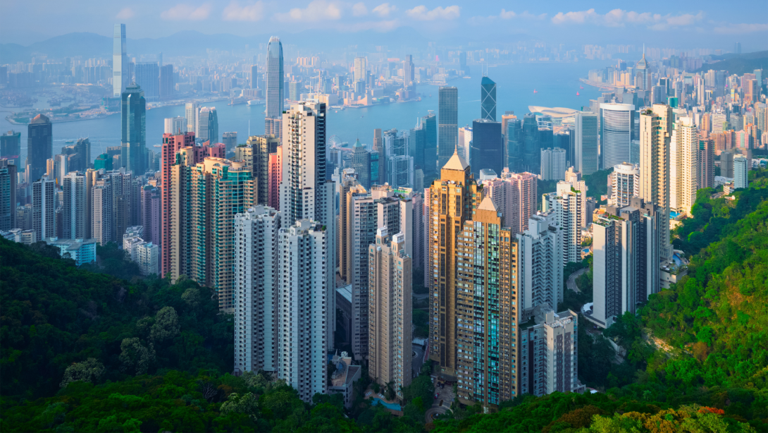 Hong Kong skyscrapers skyline cityscape view